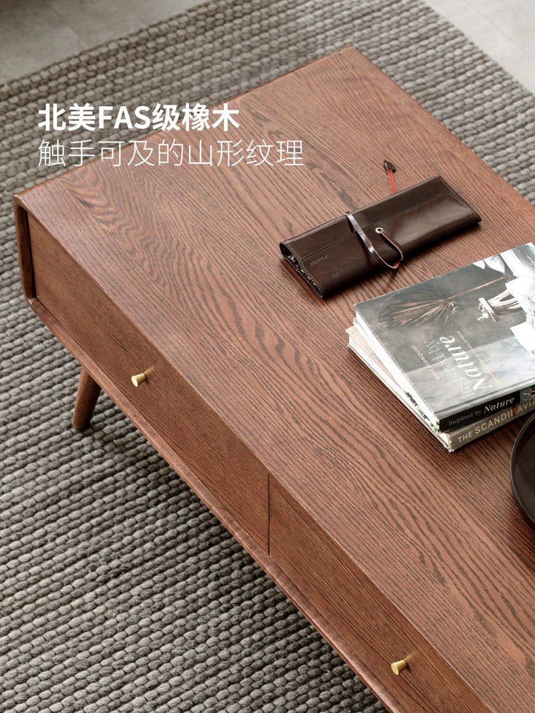 纯实木简约现代办公室橡木茶几桌北欧小户型客厅茶台
