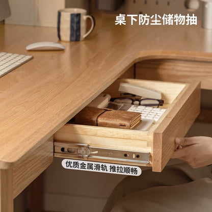 实木书桌书房简约转角靠墙电脑桌小户型橡木办公桌子