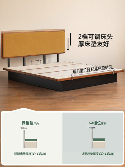 实木床卧室包豪斯软靠床双人悬浮床中古储物床箱体床