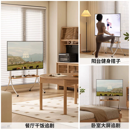 实木电视机挂架客厅简约移动落地推车会议一体机支架