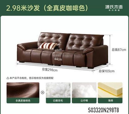 真皮沙发现代简约头层牛皮皮沙发客厅大黑熊直排沙发
