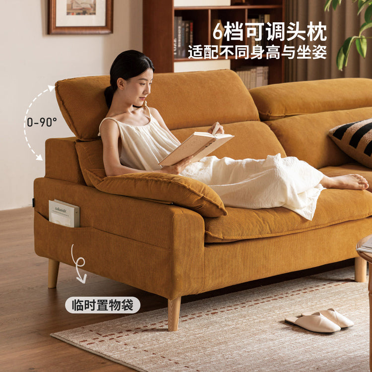 布艺沙发客厅简约现代猫抓布日式复古灯芯绒直排沙发