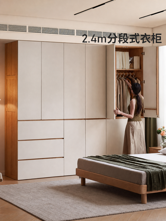 实木衣柜现代简约储物柜卧室橡木收纳柜对开门置物柜
