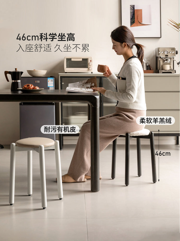 实木堆叠凳餐厅现代简约休闲凳小户型黑色方凳化妆凳