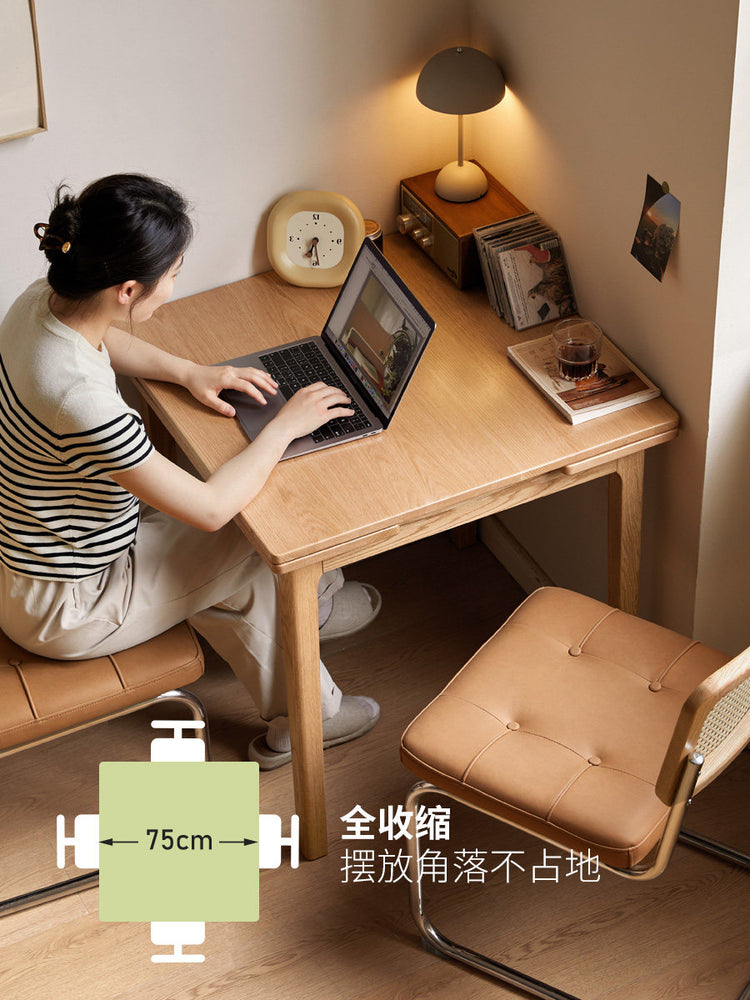 实木餐桌小户型餐厅饭桌现代简约可伸缩橡木小方桌