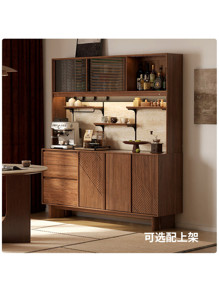 实木餐边柜餐厅黑胡桃木储物柜复古斗柜玄关柜橱柜