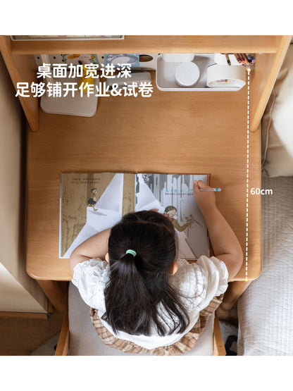 实木儿童书桌书架一体小学生学习桌小户型书房写字桌