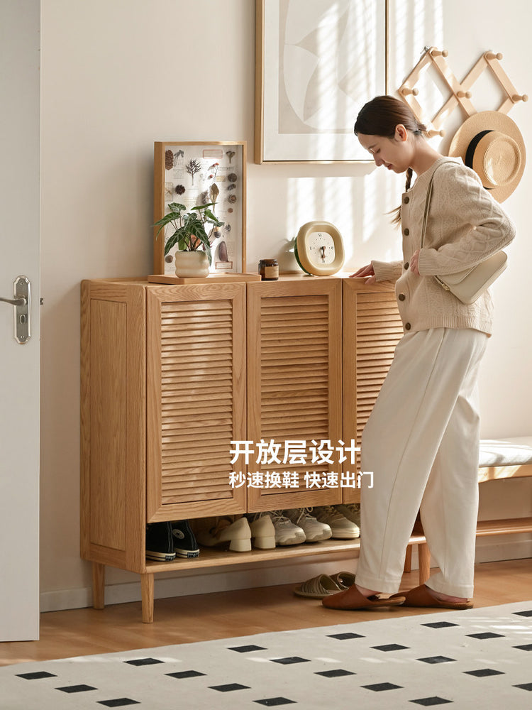 实木鞋柜客厅现代简约橡木收纳储物柜门口入户玄关柜