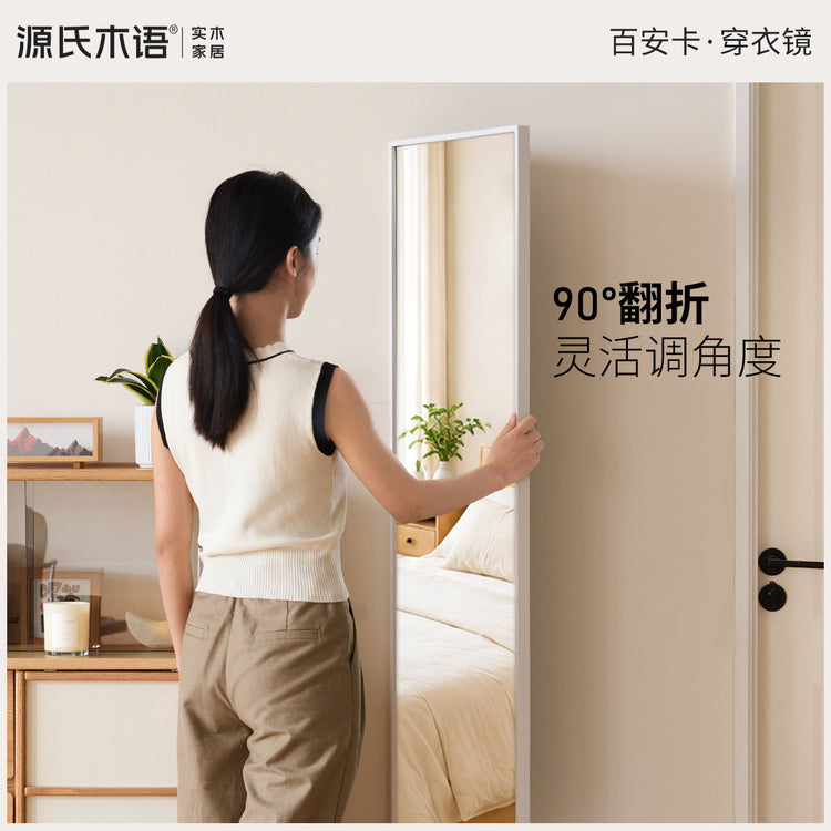 铁艺穿衣镜现代简约钢化镜卧室可翻折试衣镜全身镜