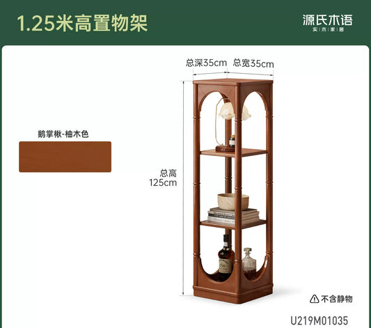 实木置物架法式中古风收纳储物架小户型落地展示架