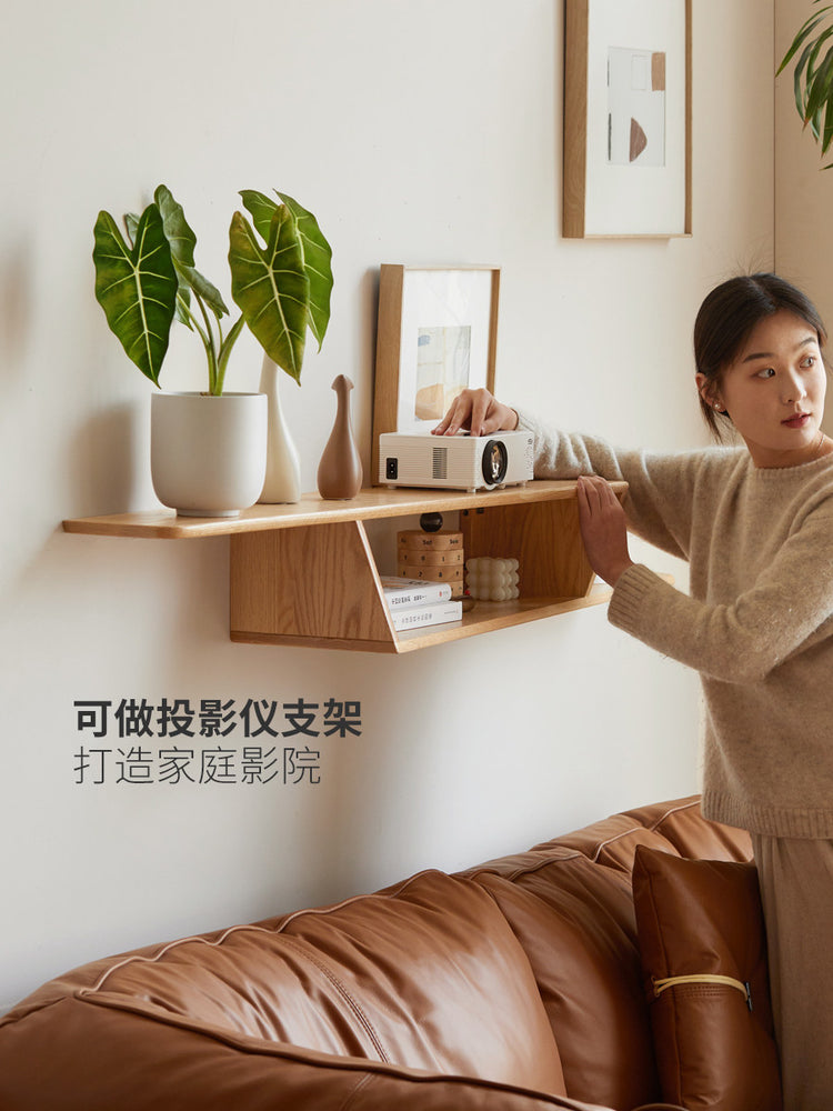 实木悬空窄电视柜简约客厅背景墙柜北欧壁挂置物架