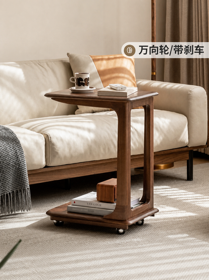 实木边几简约客厅黑胡桃木移动茶几小户型卧室床头小桌子