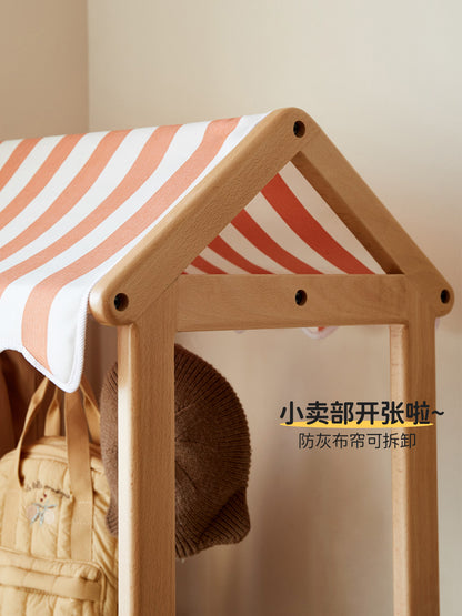 实木儿童衣帽架创意收纳架晾衣架现代简约落地卧室挂衣架