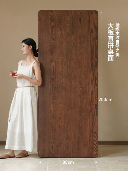 实木书桌餐桌两用侘寂风水曲柳办公桌书房胡桃色长桌