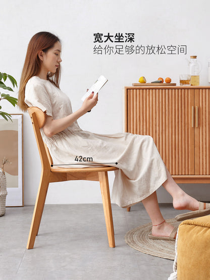 实木餐椅餐厅靠背椅樱桃木餐桌椅现代简约椅子牛角椅