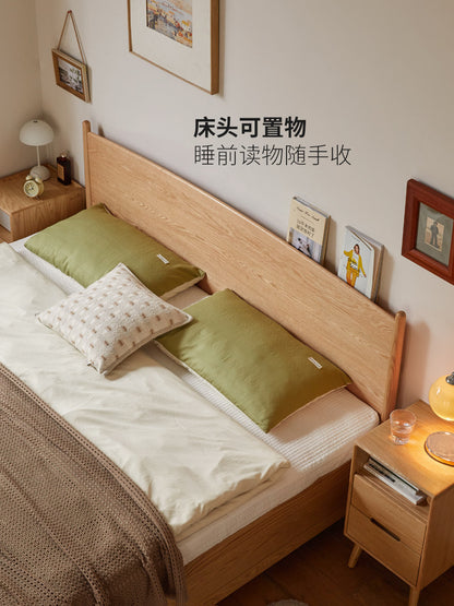 实木床现代简约箱体储物床卧室原木大板床橡木收纳床