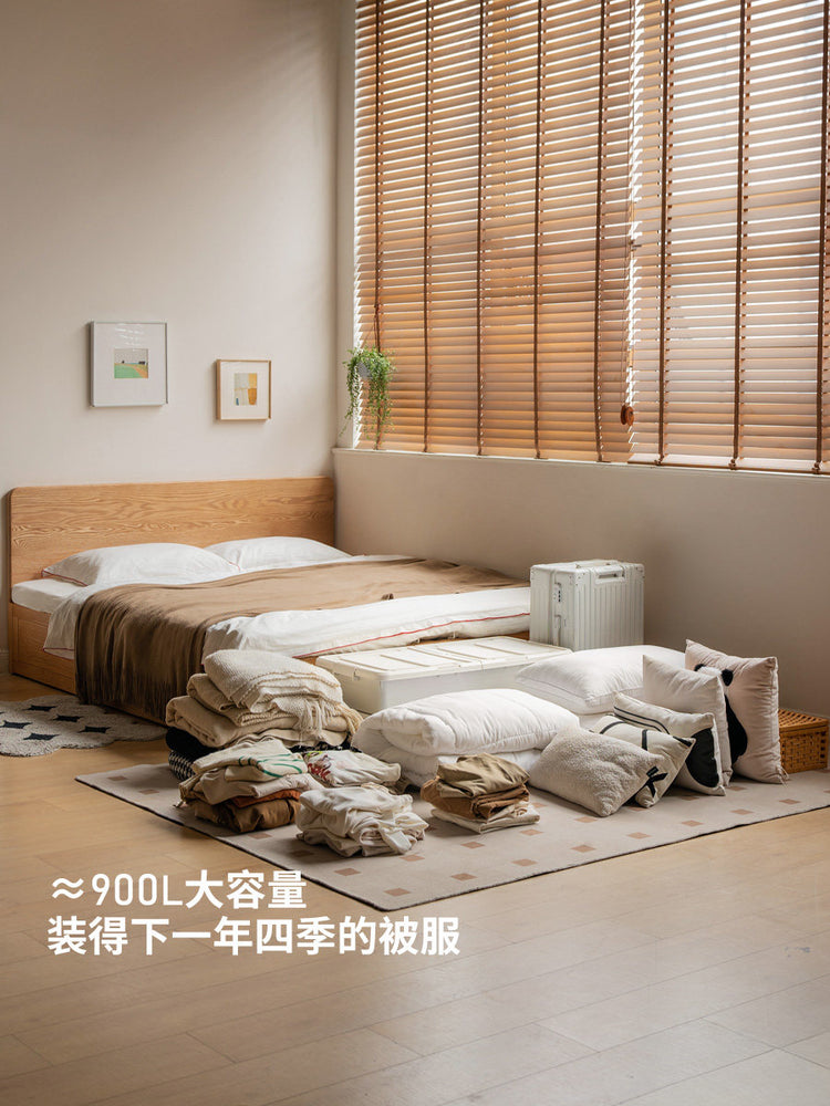 实木床卧室简约箱体床红橡木气压床侧开储物床小户型