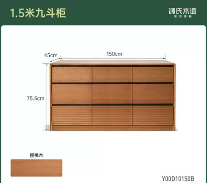 实木斗柜中古风床尾柜卧室樱桃木五边柜简约储物柜