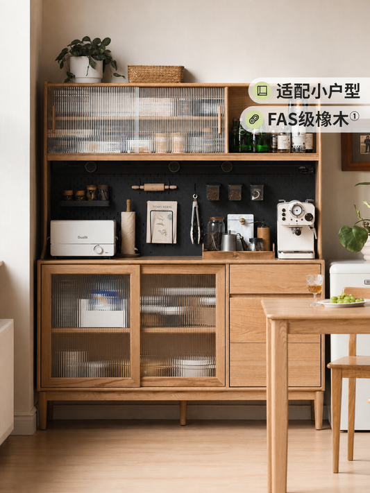 实木餐边柜靠墙一体现代简约储物柜小户型茶水柜酒柜