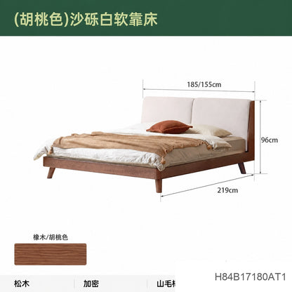 实木床橡木软包1米8双人床北欧简约现代1.5米床主卧家具