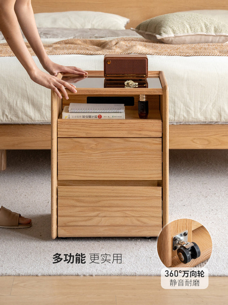 实木储物柜现代简约床边柜子卧室原木色床头柜合集