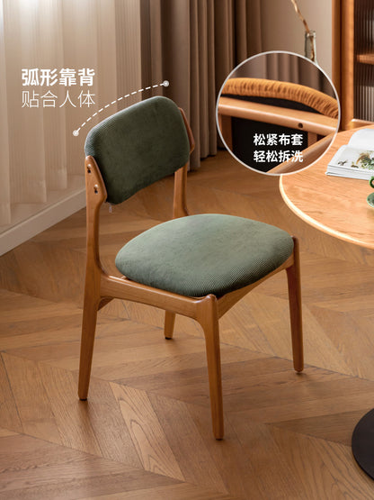 实木餐椅中古樱桃木靠背椅餐厅法式软包椅吃饭椅子