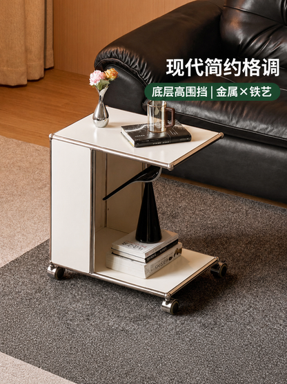 铁艺边几客厅简约沙发边桌小户型白色小茶几移动推车