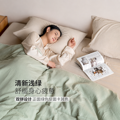 纯棉被套现代简约纯色床单被罩四季款床上用品四件套