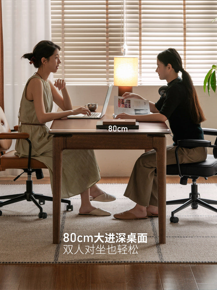 实木书桌现代简约胡桃色电脑桌书房大板桌双人办公桌