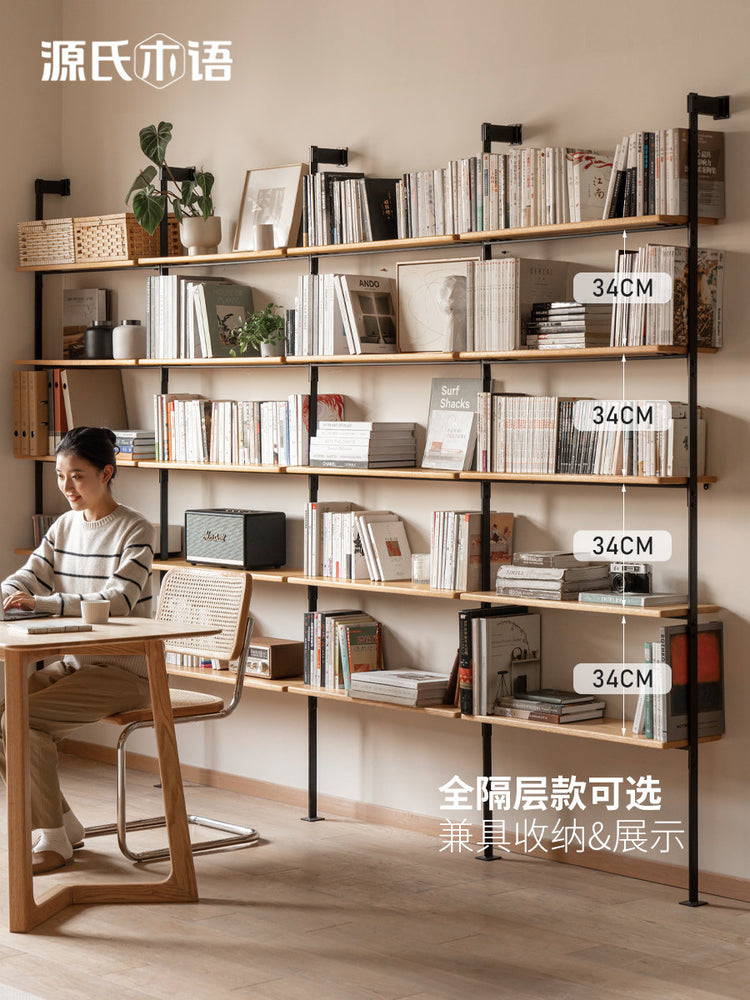 实木壁挂书架工业风书房多层置物架手办展示架收纳架