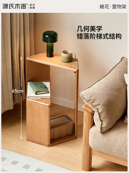 实木置物架客厅简约转角收纳展示架阳台边几创意花架