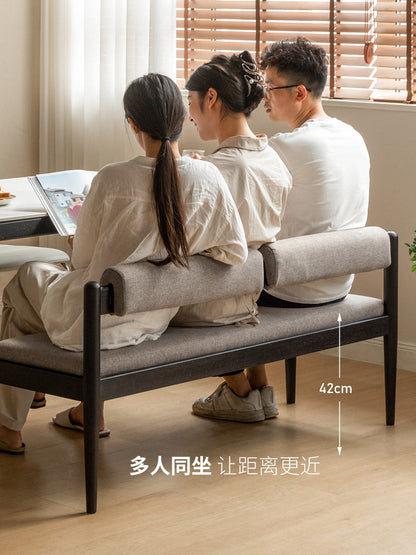 实木长条凳凳子床尾凳靠背长板凳软包长凳黑色换鞋凳