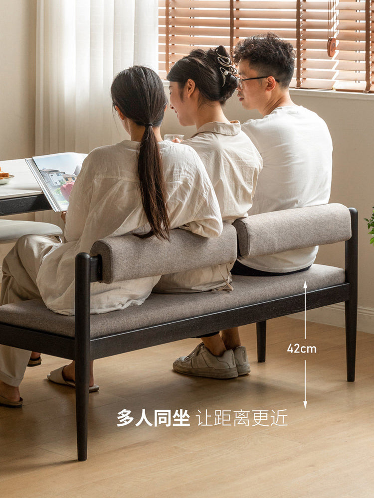 实木长条凳凳子床尾凳靠背长板凳软包长凳黑色换鞋凳