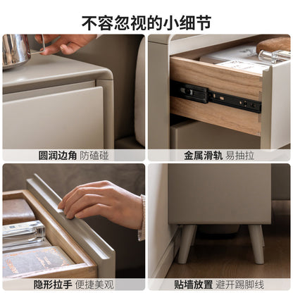 实木床头柜现代简约储物柜卧室床边抽屉柜灰色收纳柜
