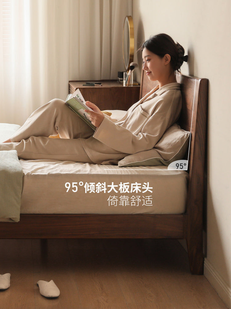 实木床现代简约1.5米1.8米床轻奢黑胡桃木婚床主卧双人床