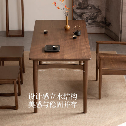 实木茶桌客厅新中式黑胡桃木茶水桌小户型茶台餐桌两用