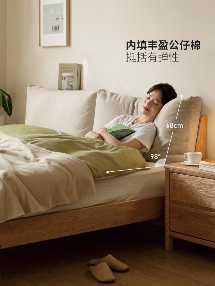 实木床现代简约橡木1.5米软靠床小户型主卧软包大床