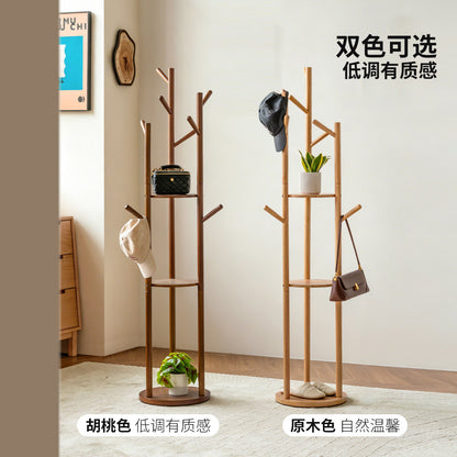 实木挂衣架现代简约树枝衣帽架卧室原木风落地置物架