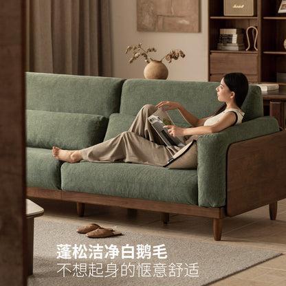 实木客厅现代简约黑胡桃直排沙发黑森林布艺沙发
