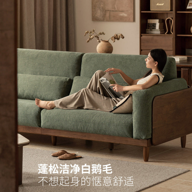 实木客厅现代简约黑胡桃直排沙发黑森林布艺沙发