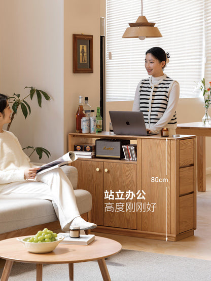 实木餐边柜现代简约橡木隔断茶水柜北欧客厅柜子储物柜