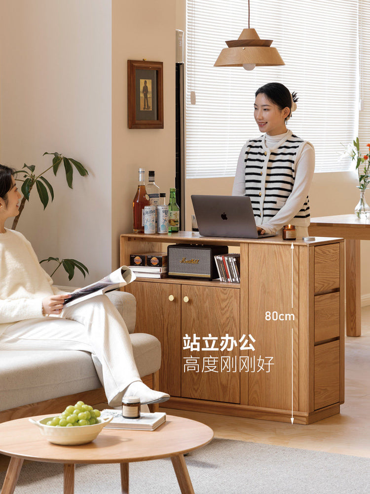 实木餐边柜现代简约橡木隔断茶水柜北欧客厅柜子储物柜