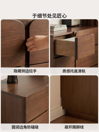 实木斗柜意式轻奢斗橱卧室黑胡桃木边柜床尾储物柜
