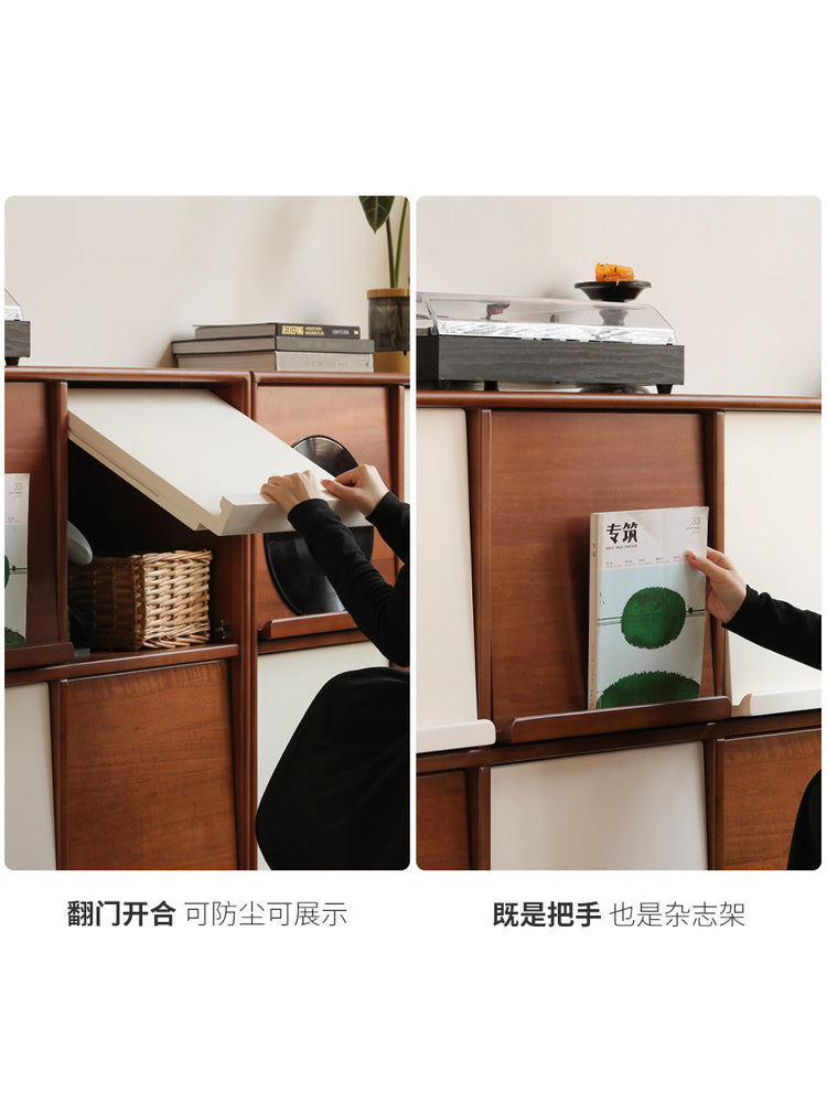 实木书柜书房包豪斯组合模块柜中古风餐边柜落地柜子