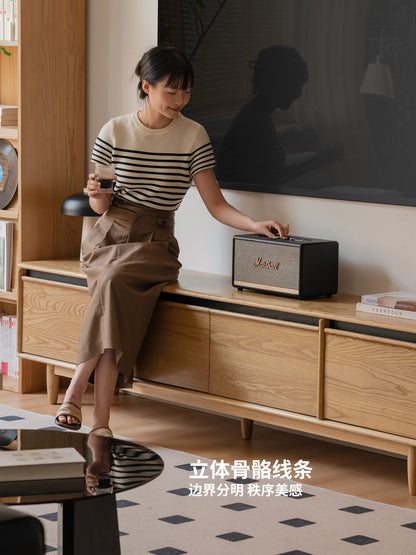 实木电视柜现代简约白蜡木收纳储物地柜客厅电视机柜