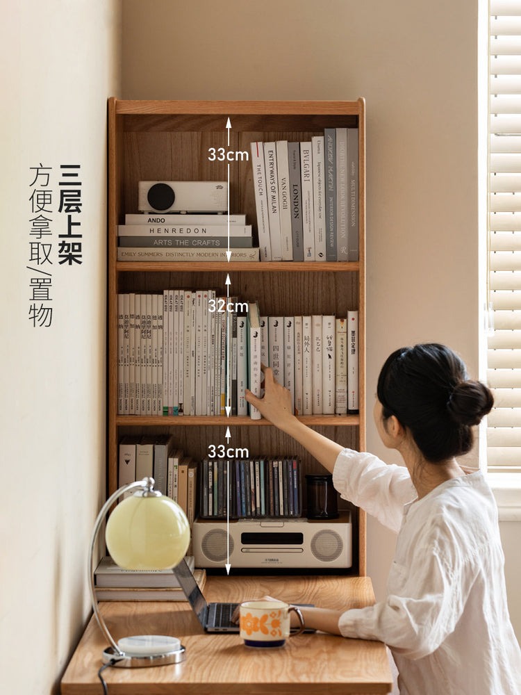 实木高书柜夹缝储物柜橡木落地收纳柜窄柜小户型侧抽边柜