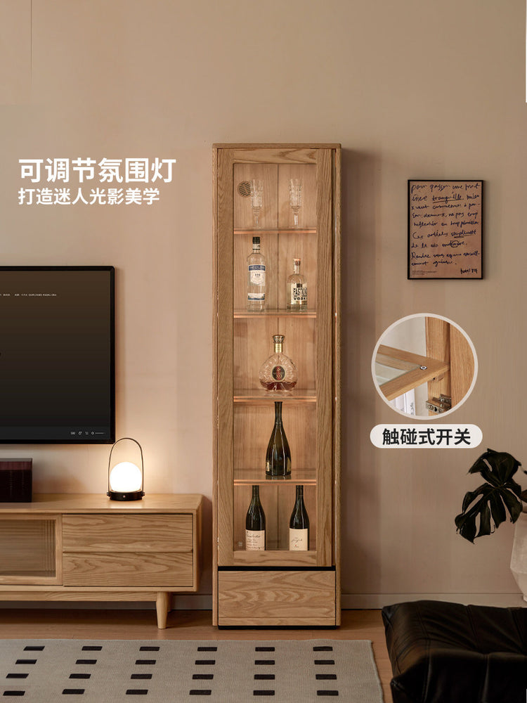 实木书柜现代简约书房展示柜原木风储物柜玻璃收纳柜