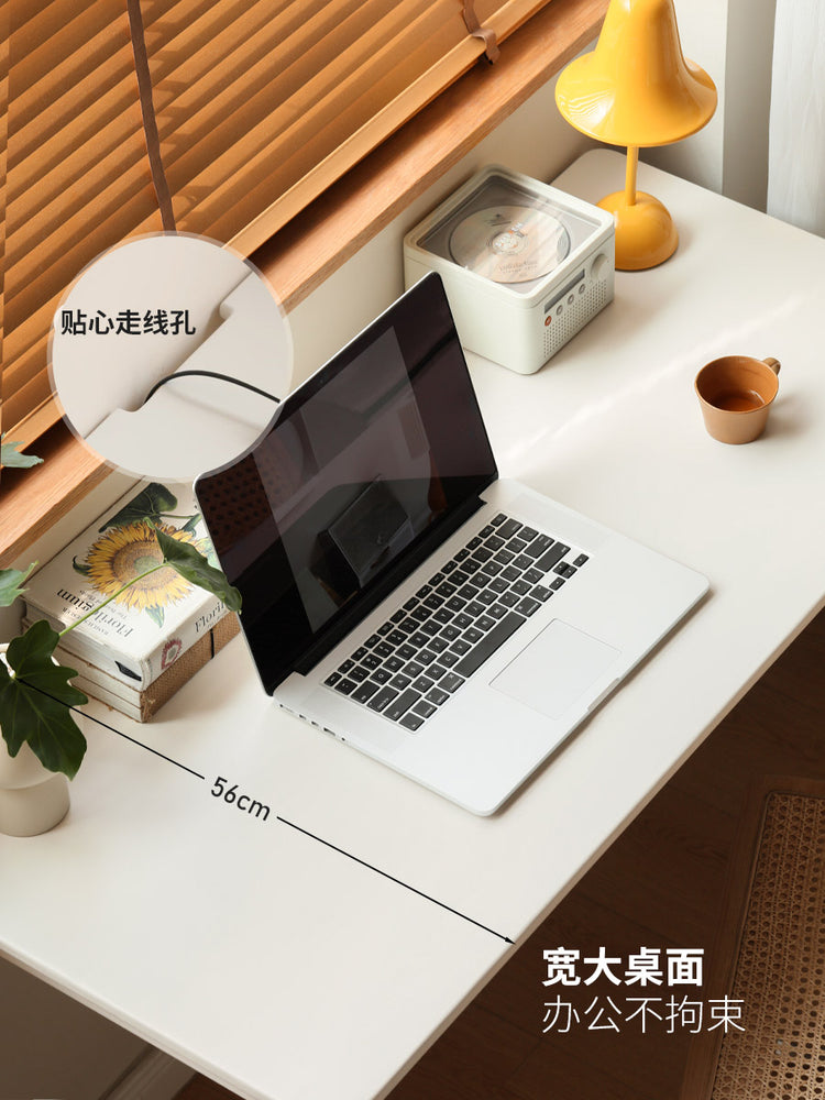实木书桌书房电脑桌靠墙办公桌白色写字桌法式化妆桌