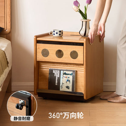实木床头柜现代简约多功能储物柜卧室樱桃木可移动收纳柜