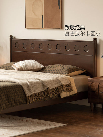 实木床经典中古大板床卧室复古双人床1.8米1.5米大床